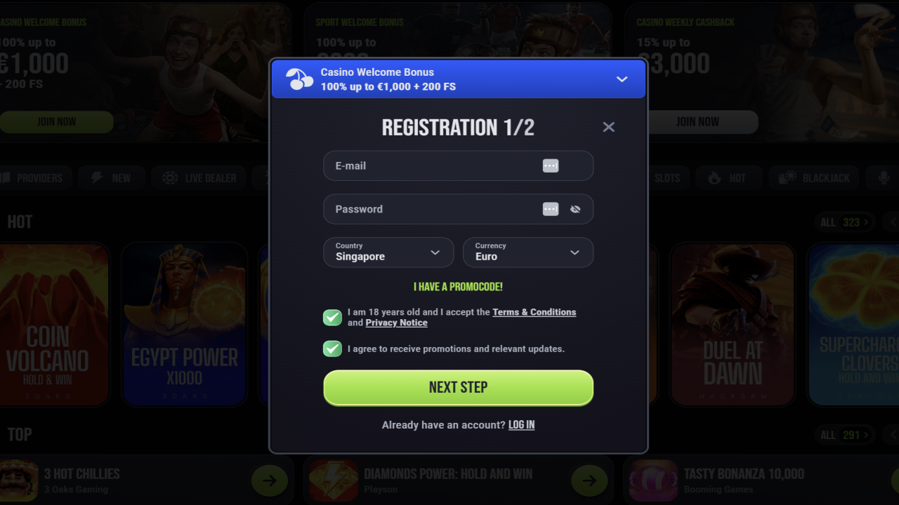 SlimKing casino registration
